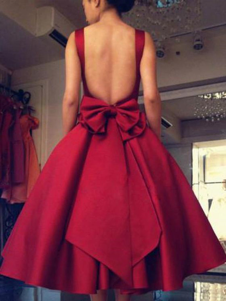 red short ball gown