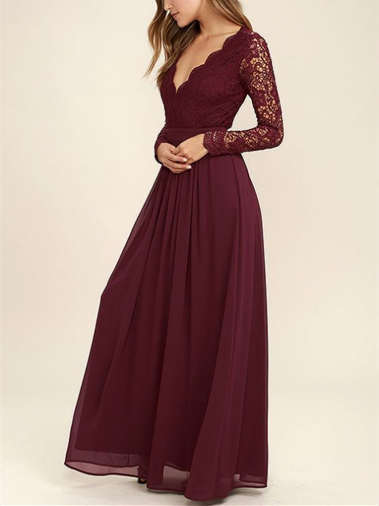 burgundy bridesmaid dresses sleeves