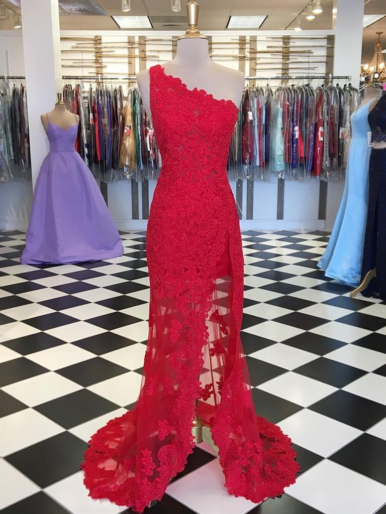 red mermaid lace dress