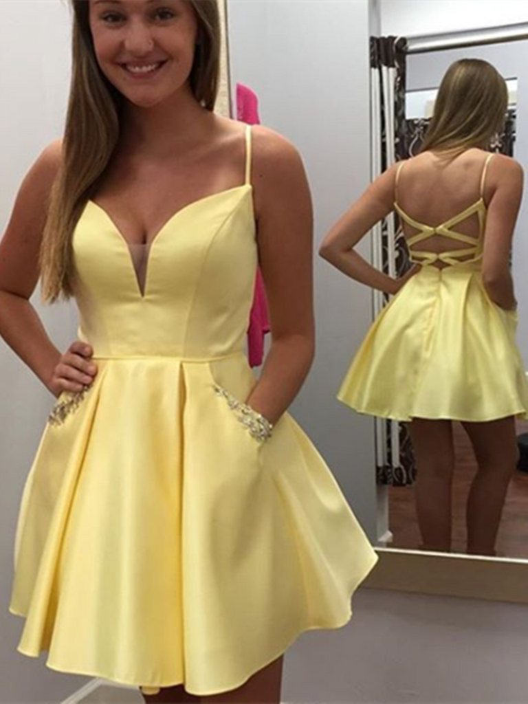 Cute Yellow Homecoming Dresses Discount ...