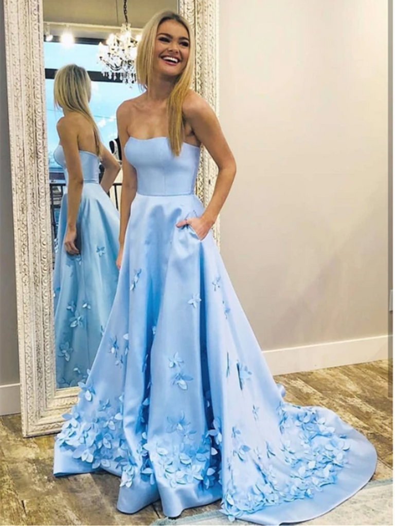 3d floral applique prom dress