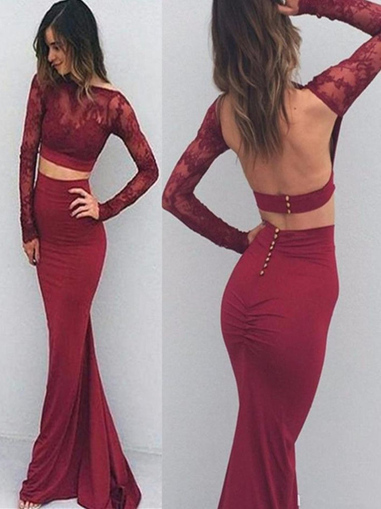 long sleeve backless cocktail dress