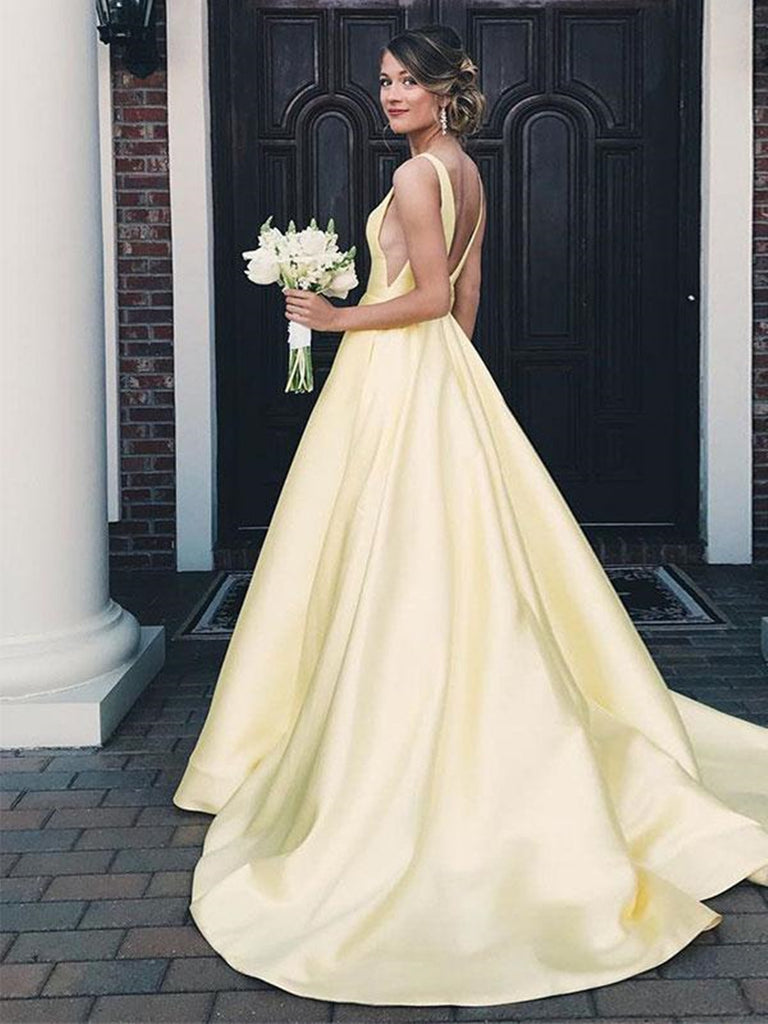 yellow satin bridesmaid dresses