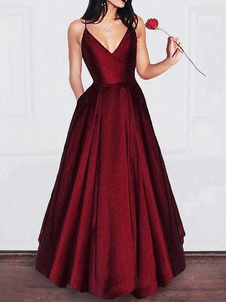 sleeveless maroon dress