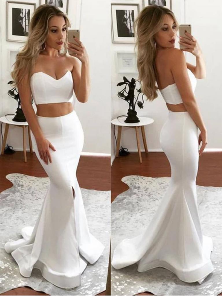 2 piece dress white