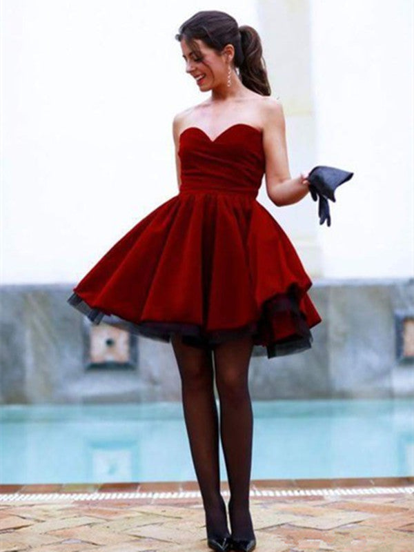 red sweetheart neckline prom dress