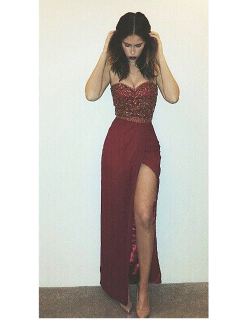 maroon sweetheart dress