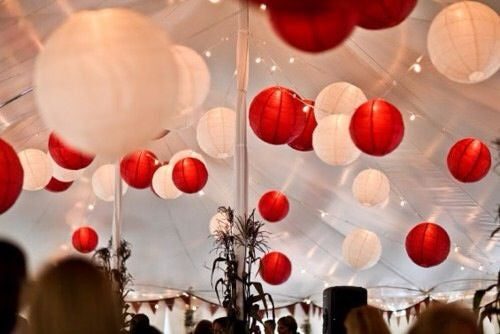 red white blue paper lanterns