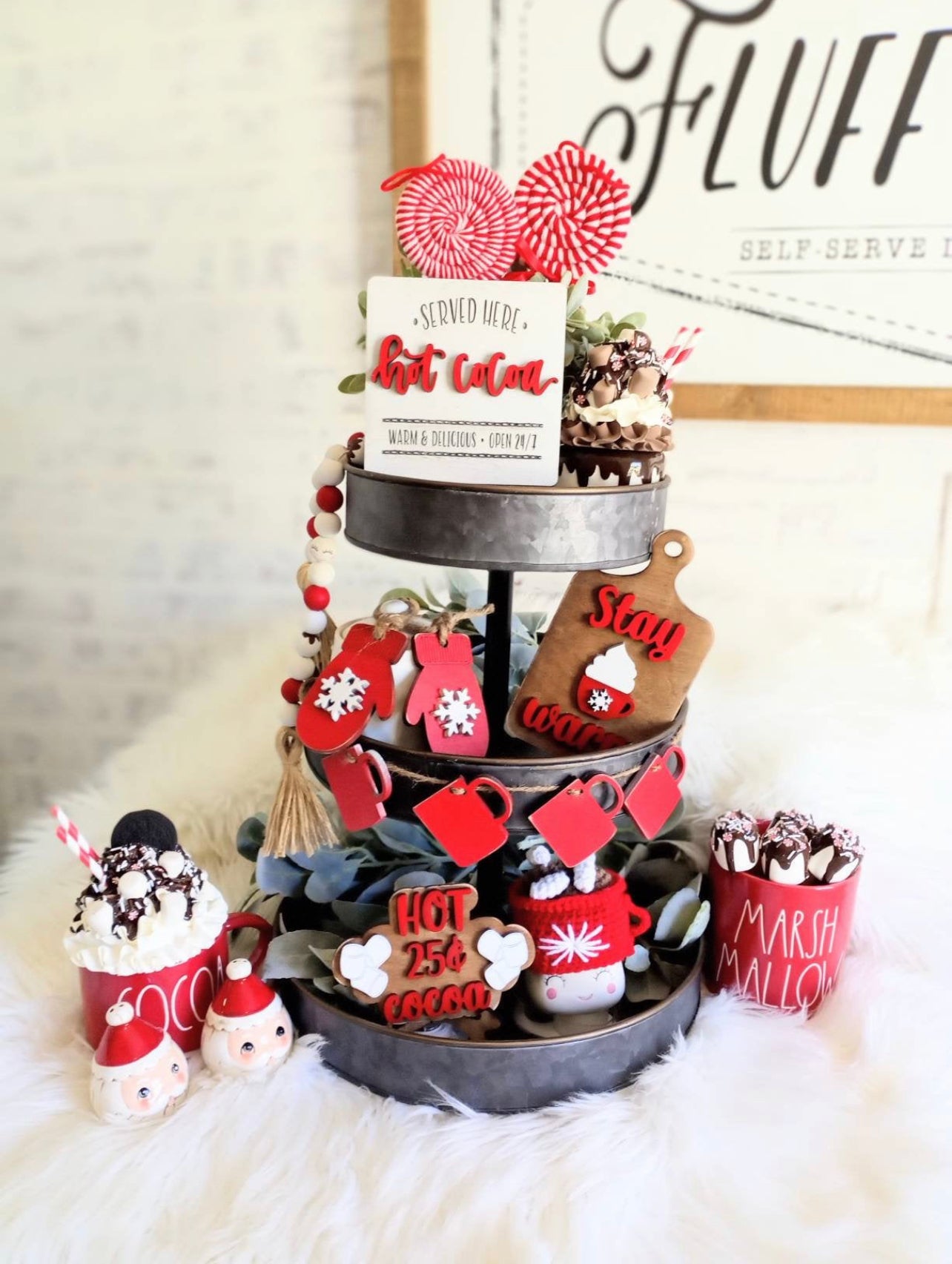 Hot Cocoa Bar Tier Tray Decor