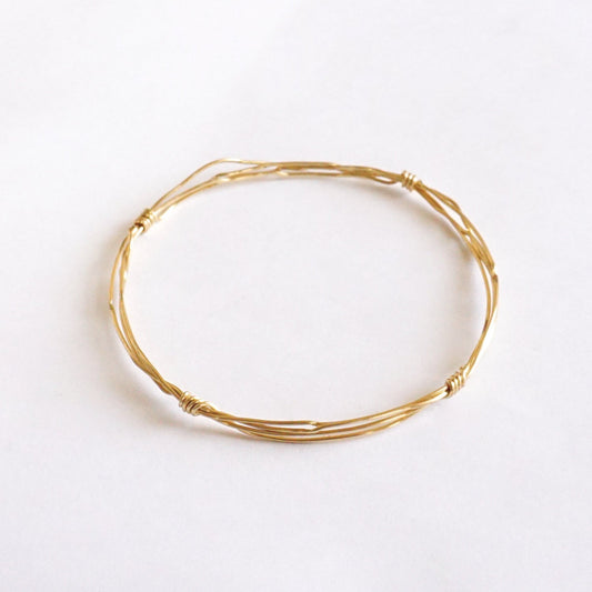Madonna And Child Round Eye Hook Bangle Bracelet - Gold-Filled Charm - 6.25  Inch (5447GF)