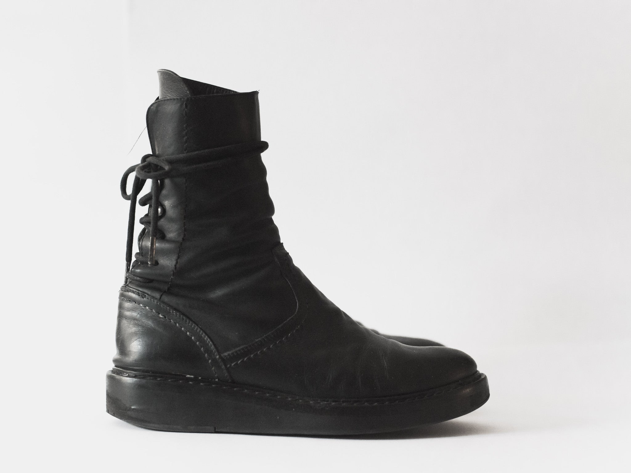 Ann Demeulemeester Back Lace Corset Vitello Boots – HUIBEN