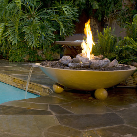 American Fyre 48 Inch Versailles Fire Bowl with Ball and The Garden District