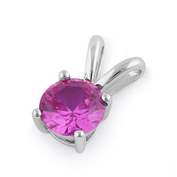 Sterling Silver Round Ruby CZ Pendant
