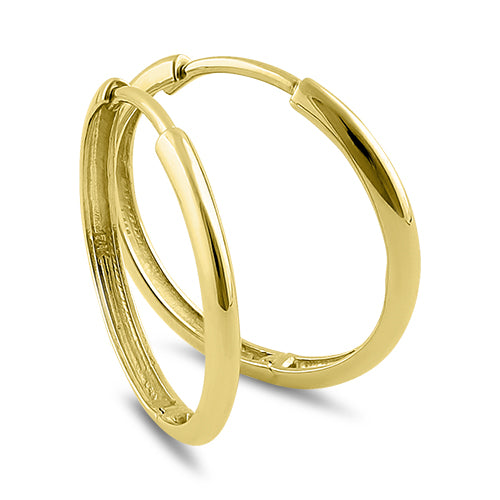 Solid 14K Yellow Gold 4mm x 18mm Plain Hoop Earrings