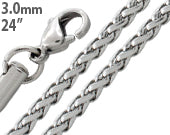 Stainless Steel 24" Spiga Chain Necklace 3.0 MM