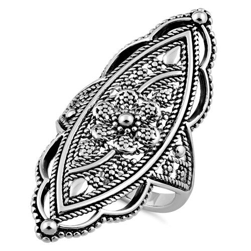 Sterling Silver Extravagant Rope Flower Ring