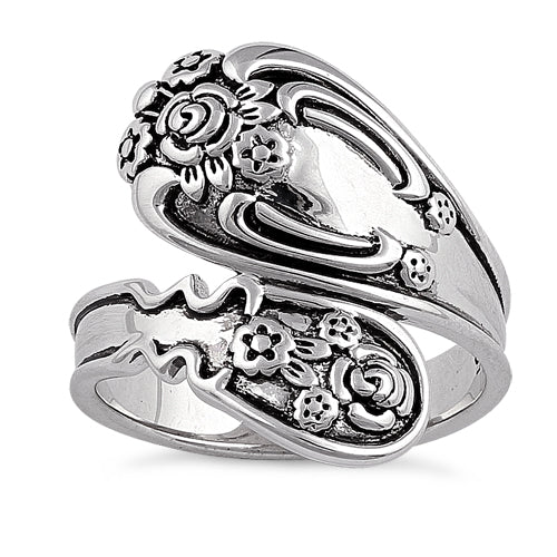 Sterling Silver Flower Blossoms Spoon Ring - wholesale Ring for Sale