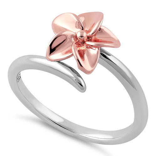 silver and rose gold ring