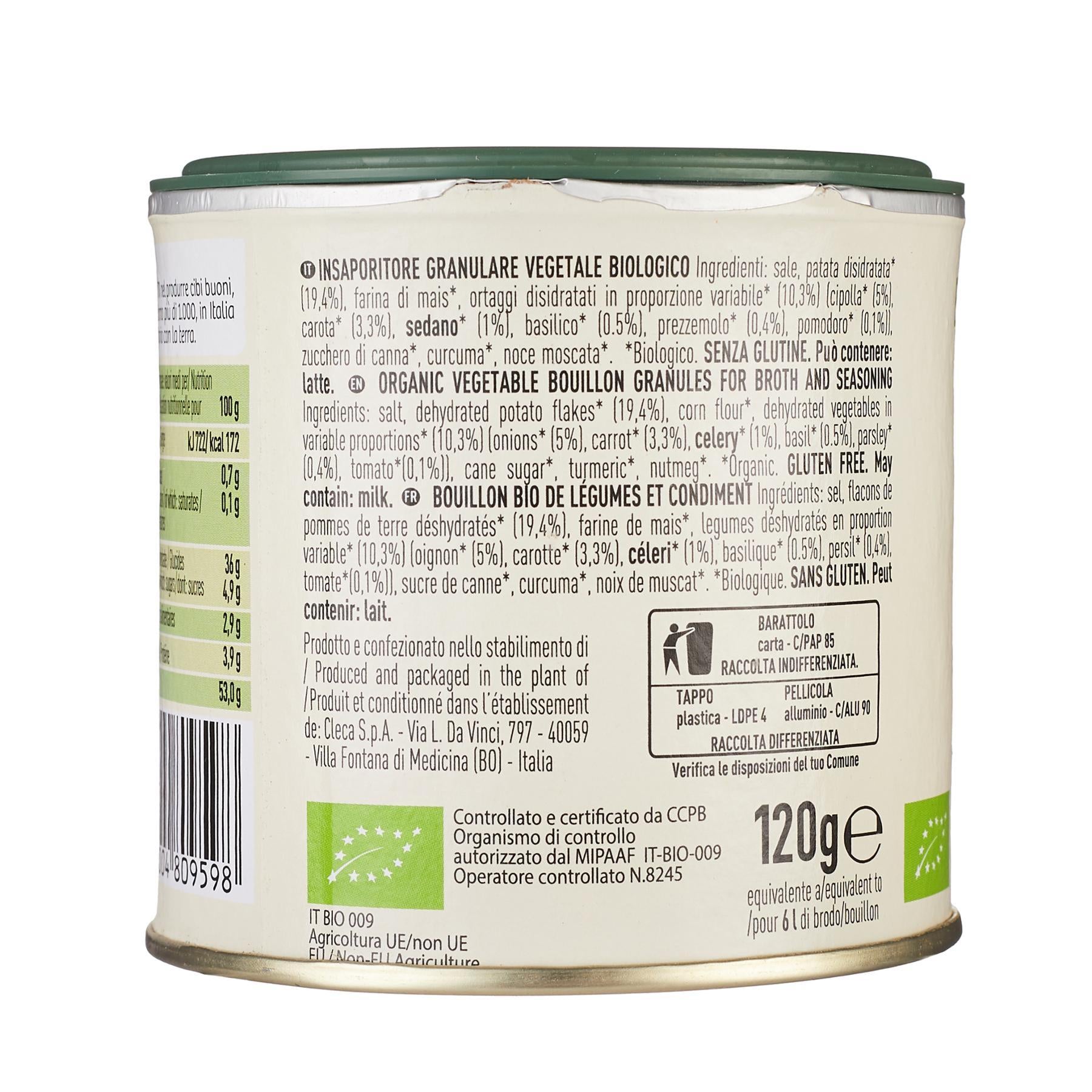 Alce Nero - Organic Vegetable Bouillon Powder - Brodo Vegetale Granulare  (120 gr - 4.23 Oz)