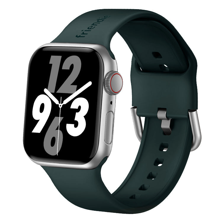 Silicone Band in Royal Green with Silver Modern Buckle - The Byron - Compatible with Apple Watch Size 38mm to 41mm
