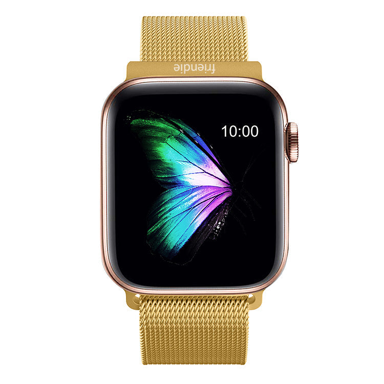 Stainless Steel Link Woven Mesh Infinite Loop Band - The Melbourne in Gold - Compatible with Apple Watch Size 38mm to 41mm