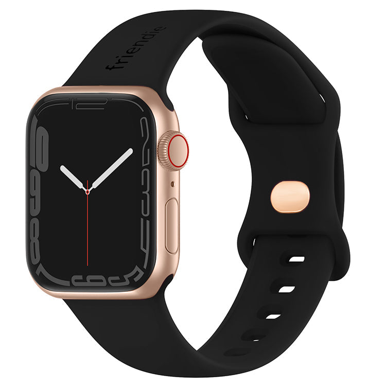 Silicone Sports Band Black with Gold Pin - The Noosa - Compatible with Apple Watch Size 42mm to 45mm