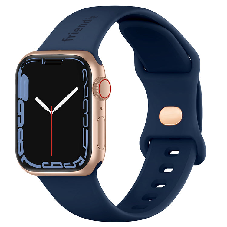 Silicone Sports Band Navy Blue with Gold Pin - The Noosa - Compatible with Apple Watch Size 42mm to 45mm