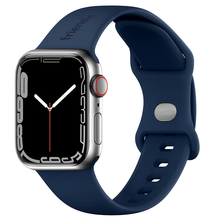 Silicone Sports Band Navy Blue with Silver Pin - The Noosa - Compatible with Apple Watch Size 38mm to 41mm