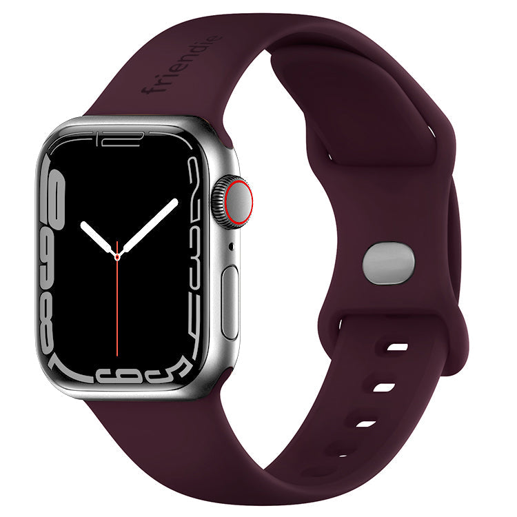 Silicone Sports Band Burgundy with Silver Pin - The Noosa - Compatible with Apple Watch Size 38mm to 41mm