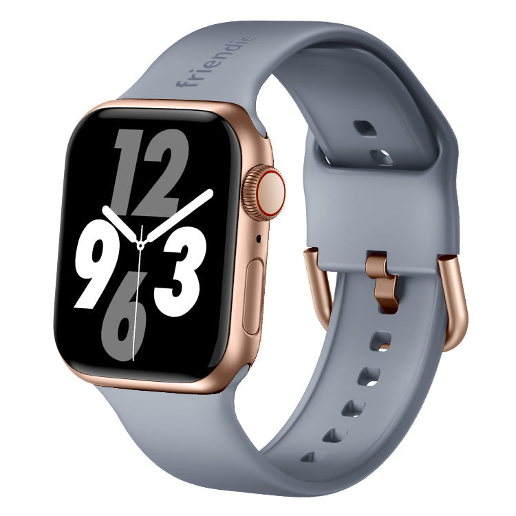 Silicone Band in Stardust Grey with Gold Modern Buckle - The Byron - Compatible with Apple Watch Size 38mm to 41mm