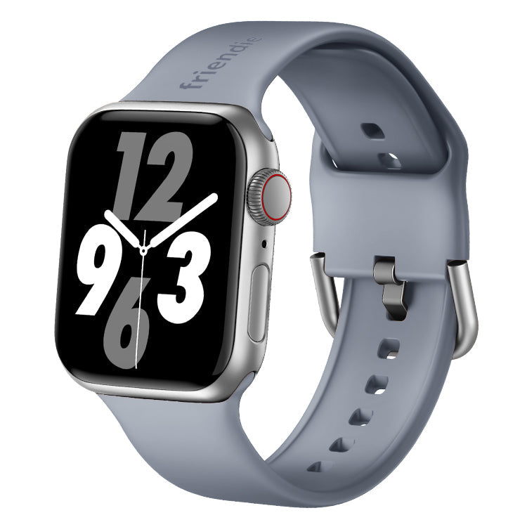 Silicone Band in Stardust Grey with Silver Modern Buckle - The Byron - Compatible with Apple Watch Size 38mm to 41mm