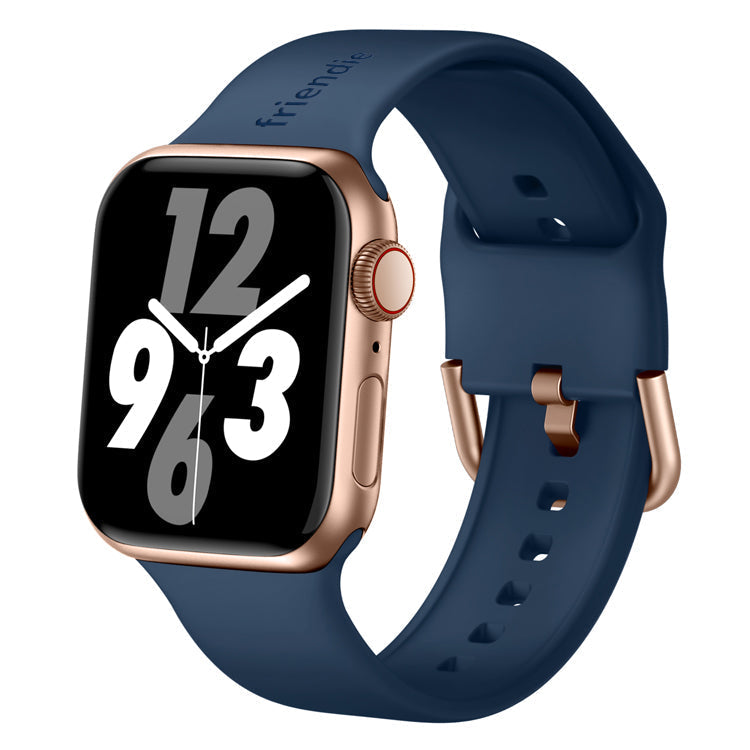 Silicone Band in Navy Blue with Gold Modern Buckle - The Byron - Compatible with Apple Watch Size 42mm to 45mm