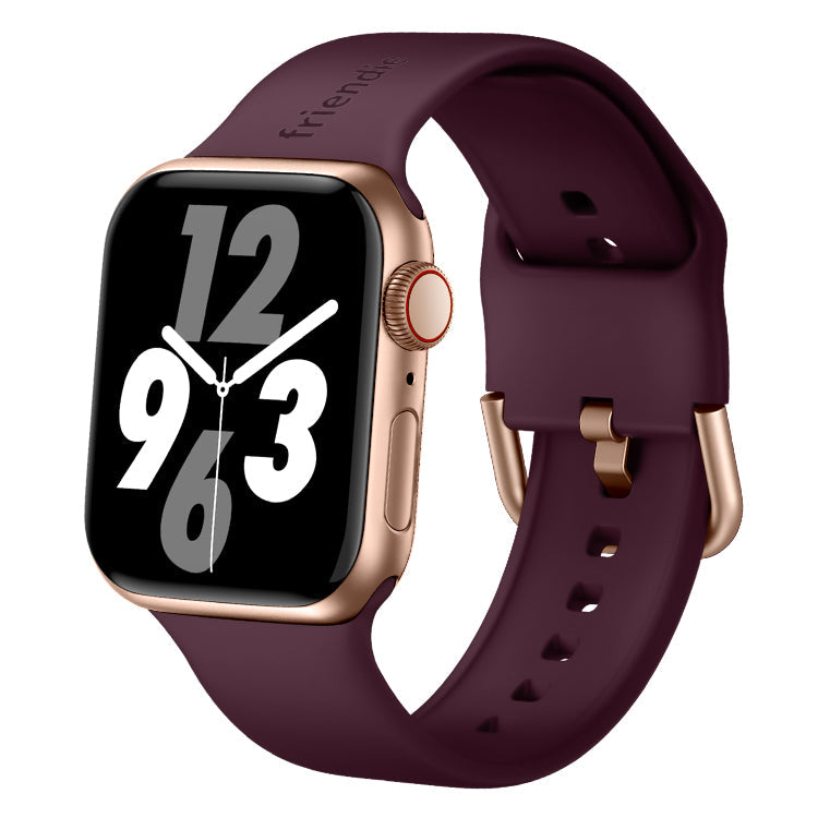 Silicone Band in Burgundy with Gold Modern Buckle - The Byron - Compatible with Apple Watch Size 38mm to 41mm