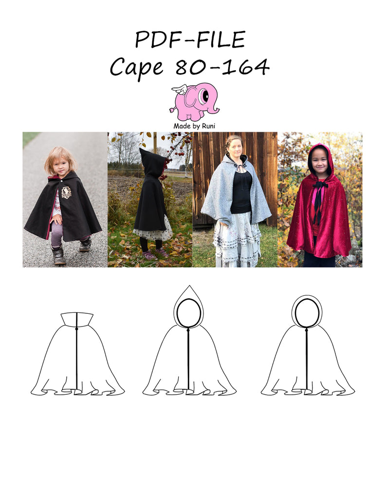 PDF-mønster/pattern: Cape 80-164 (US 12m-14y) – Made by Runi