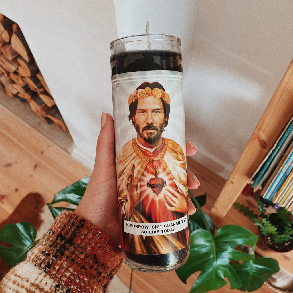 Saint Keanu Reeves Prayer Candle – aintsaintco