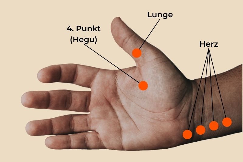 Akupressurpunkte an der Hand: Lunge und Herz