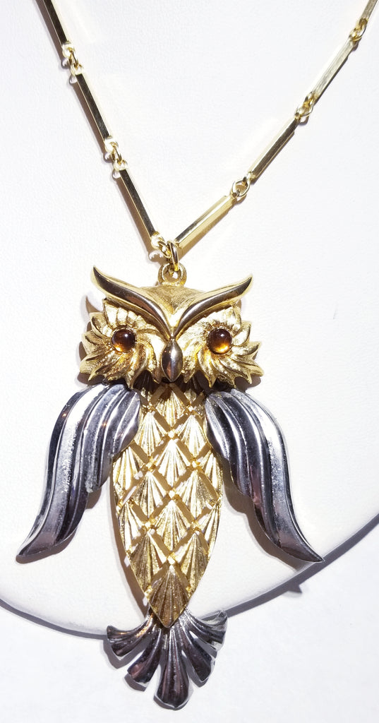 Vintage Articulating owl necklace