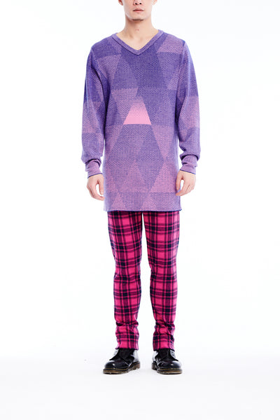 Sean Collection- Triangle Image Graphic Jacquard Knitwear- Blue/Pink