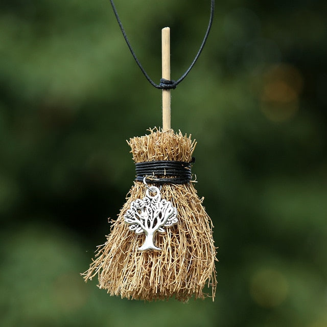  SEWACC Mini Broom Halloween Decorations Wiccan Crystal Broom  Witches Altar Crystal Broom Crystal Wicca Altar Broom Witch Charms  Halloween Hanging Decor Witch Broom Pendant Bags Wooden : Health & Household