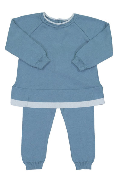 French Blue Contrast Knit Set