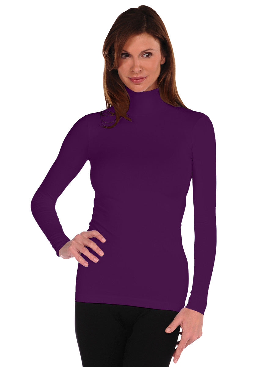 purple mock neck top