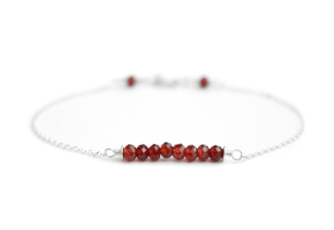 Garnet Bracelet, Spinel Gemstone Bead Bracelets for Women, Red Garnet Jewelry, January Birthstone, Birthday Gifts for Her in Gold & Sterling Silver 6