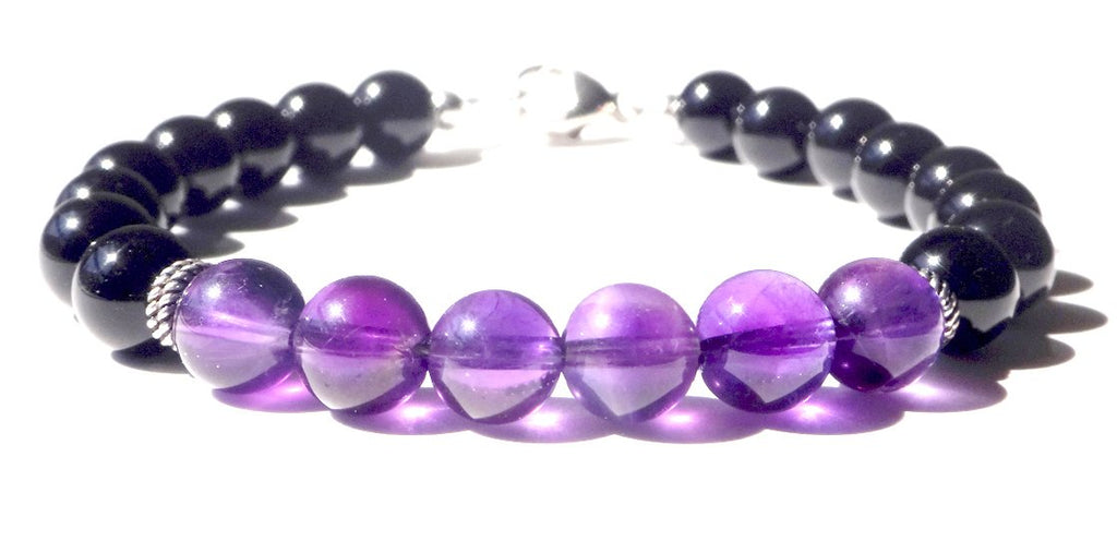 Mens Amethyst INTUITION & TRASFORMATION Healing Stone Crystals Bracele