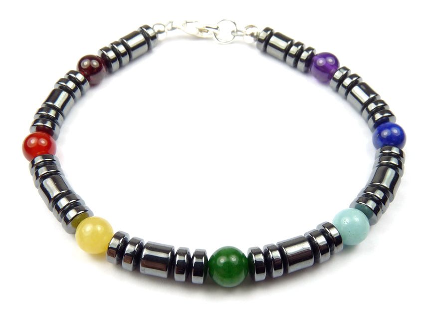 Mens Chakra Bracelets, Authentic 7 Stone Chakra Jewelry, Genuine Gemst