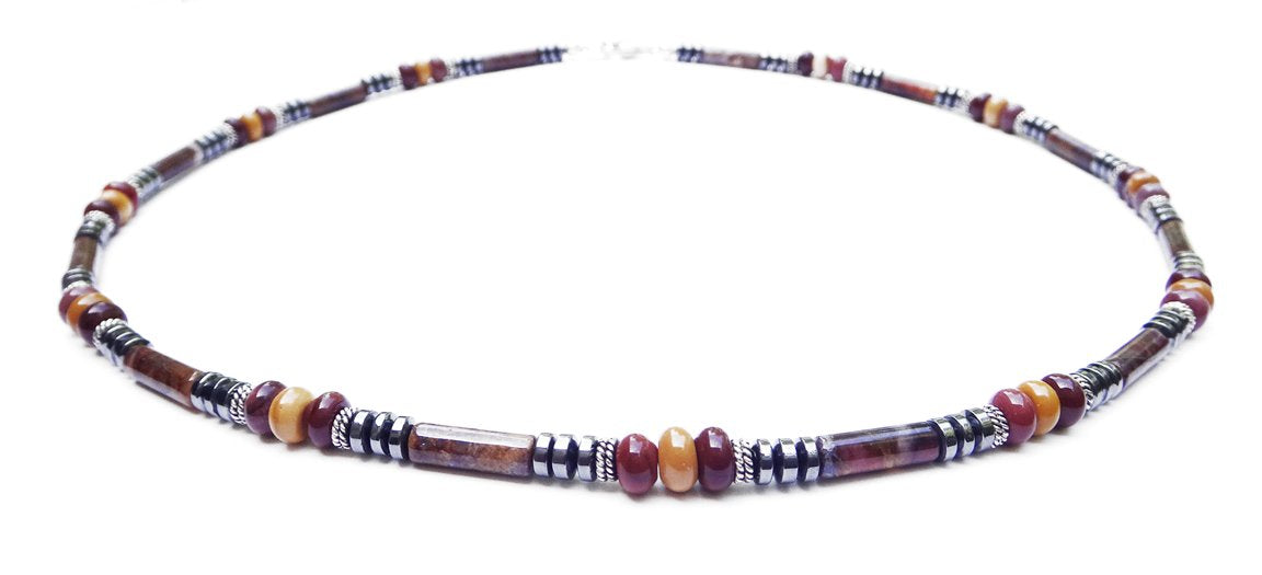 Mens Wooden Bead Tribal Choker Necklace - Surfer Beaded Necklace