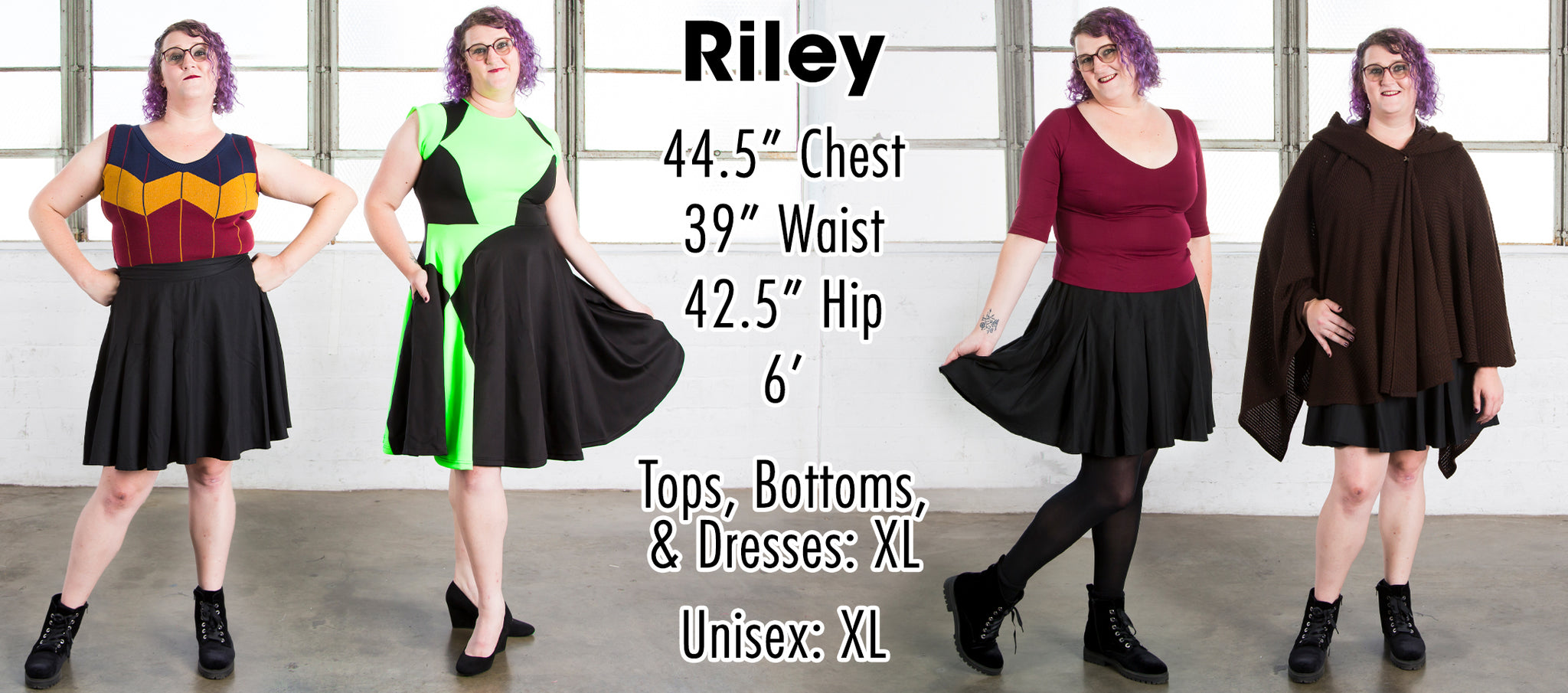 Riley - 44.5" Chest 39" Waist 42.5" Hip 6' - Tops, Bottoms, and Dresses: XL Unisex: XL