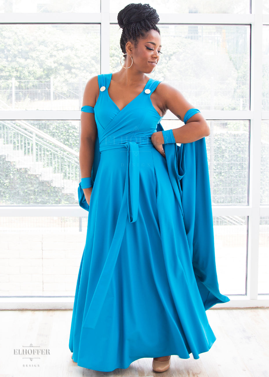 Goddess of Art Wrap Dress - Mykonos Blue