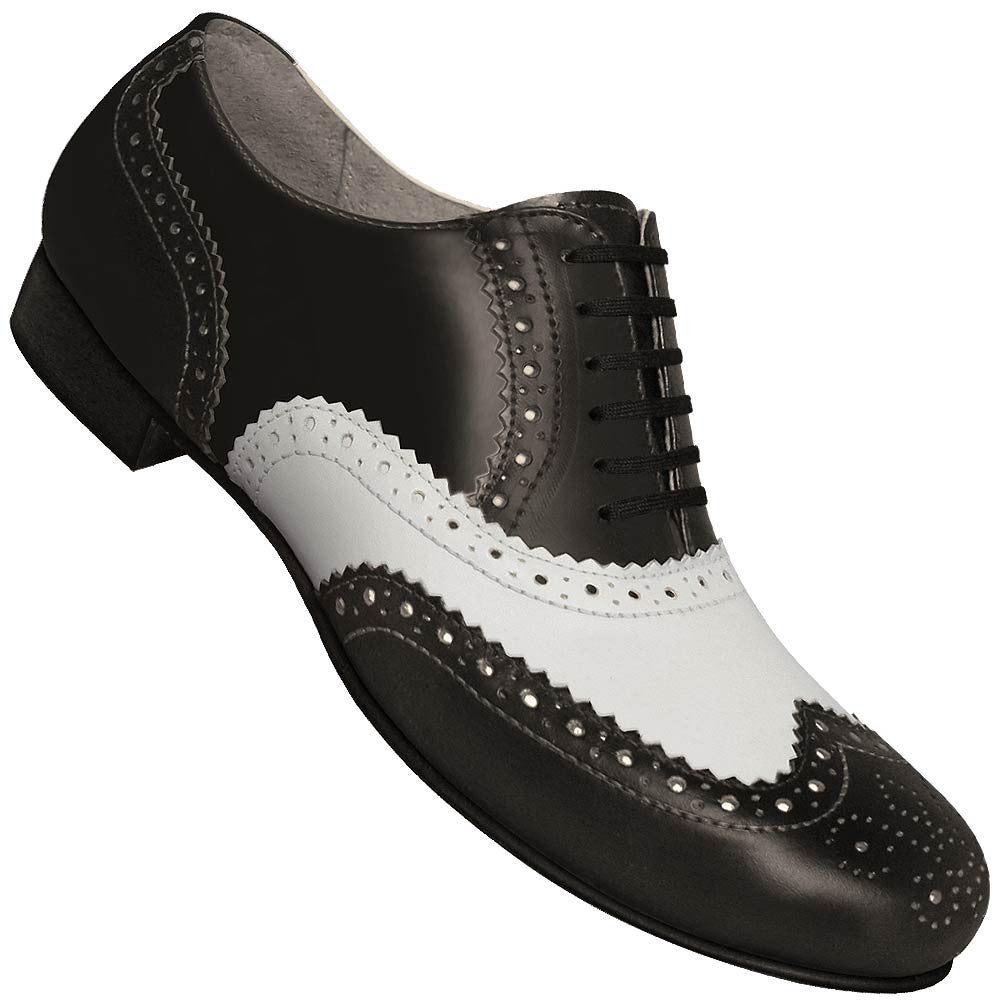 mens black and white spectator shoes