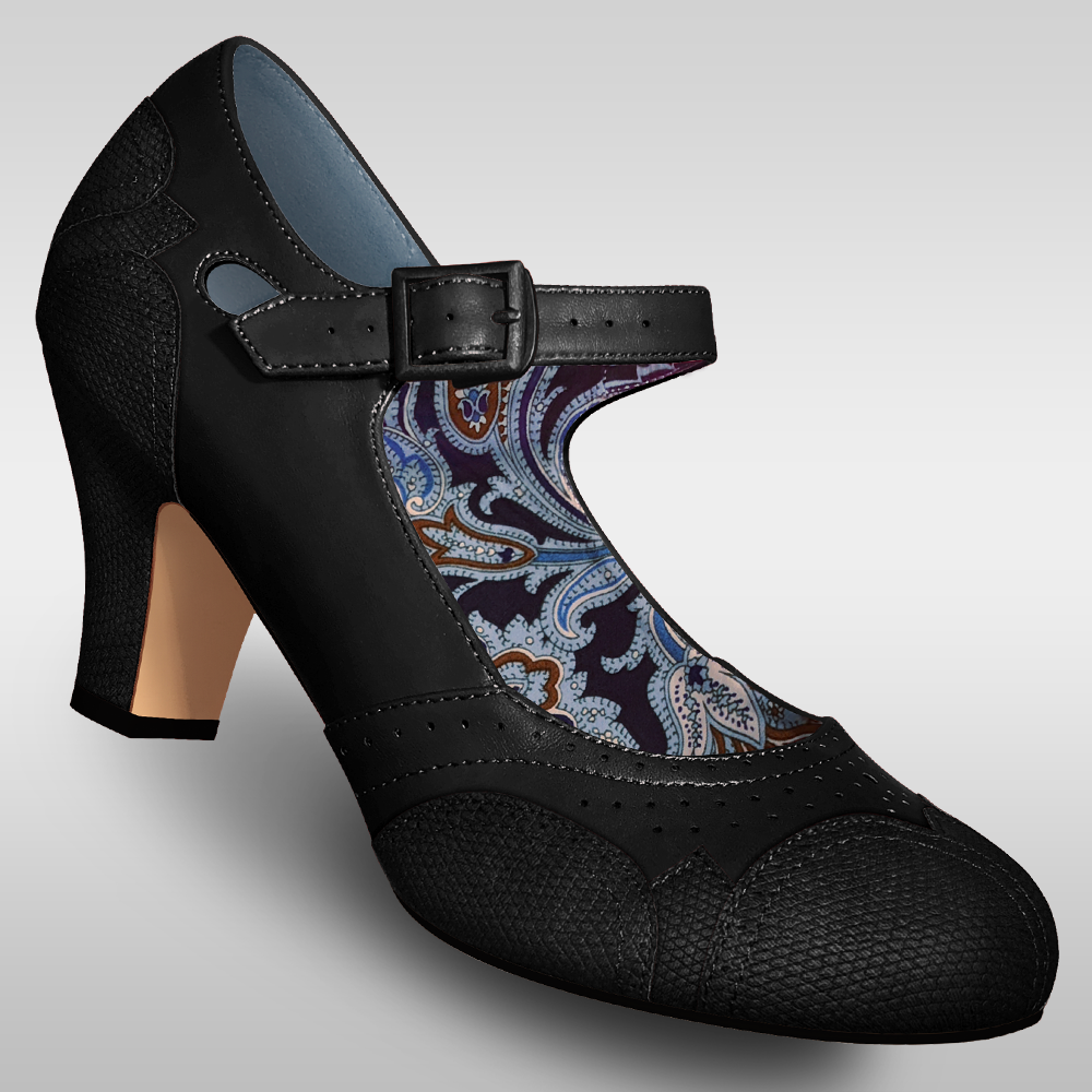 Allen Women's Black Mary Jane Dance Shoes with Black