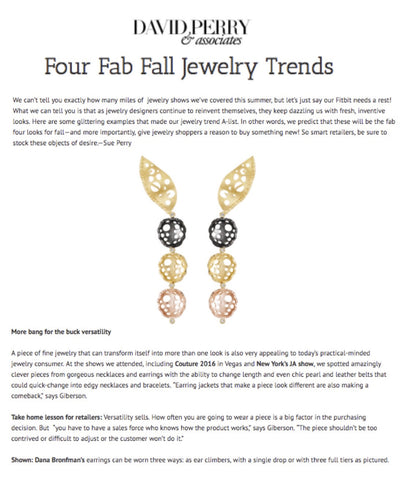 Climbing Persistence Earrings with Open Lily Earring Extenders featured on David Perry & Assoc. 